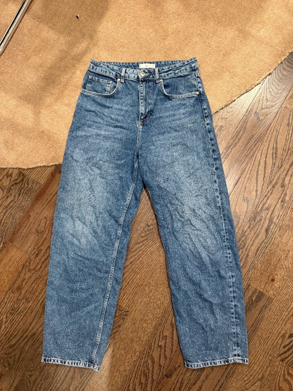 MNG Mango Blue Straight Leg 100% Cotton Jeans Size 8